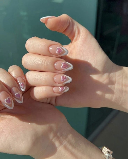 FrenchGlitterHeart Nails