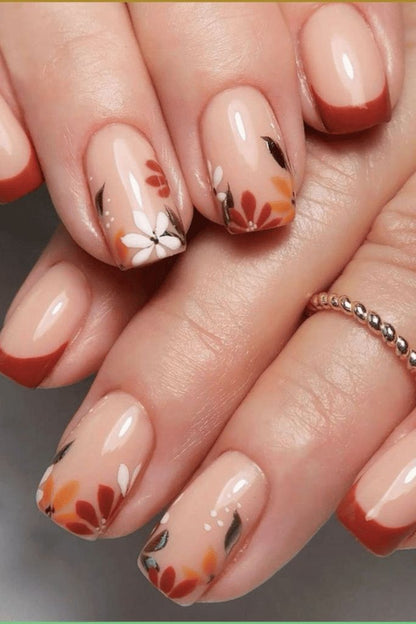 Flower French Nails