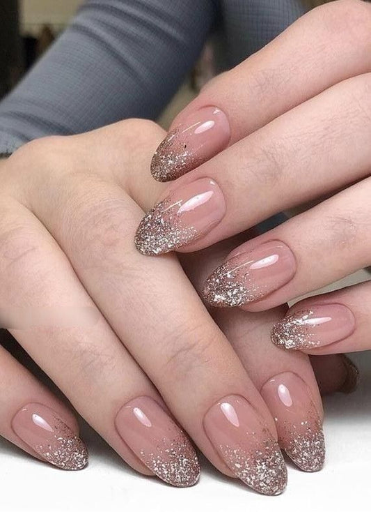 Nude glitter nails