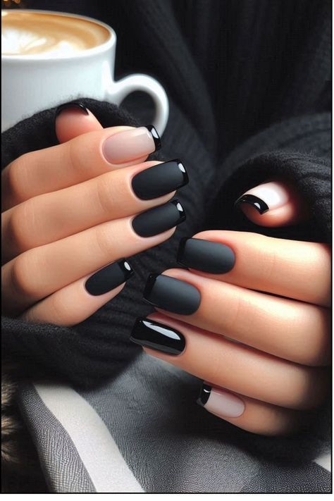 Black Matte/Gloss Nails