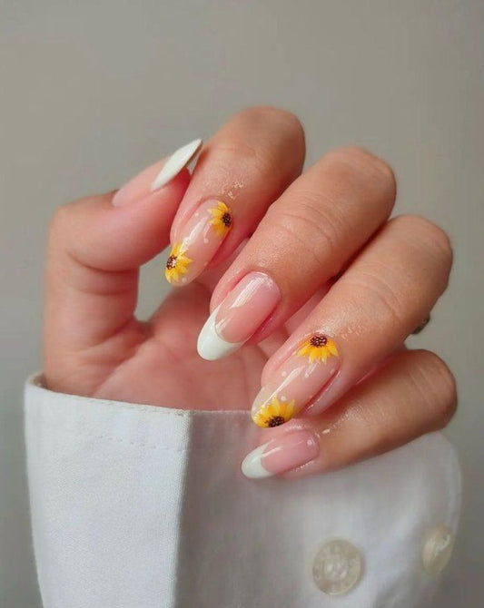 Sunflower French Nails