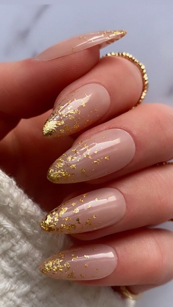 Gold Foil Ombre Nails
