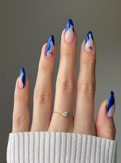 Blue Chromatic Abstract Nails