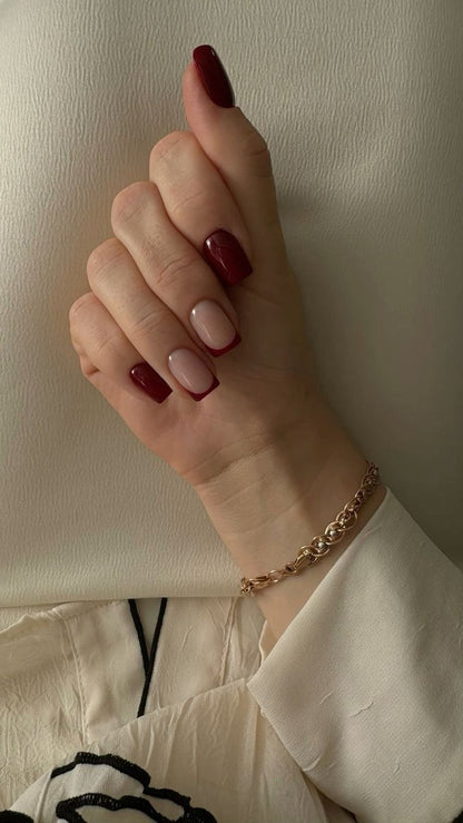 Nude+Red French Nails