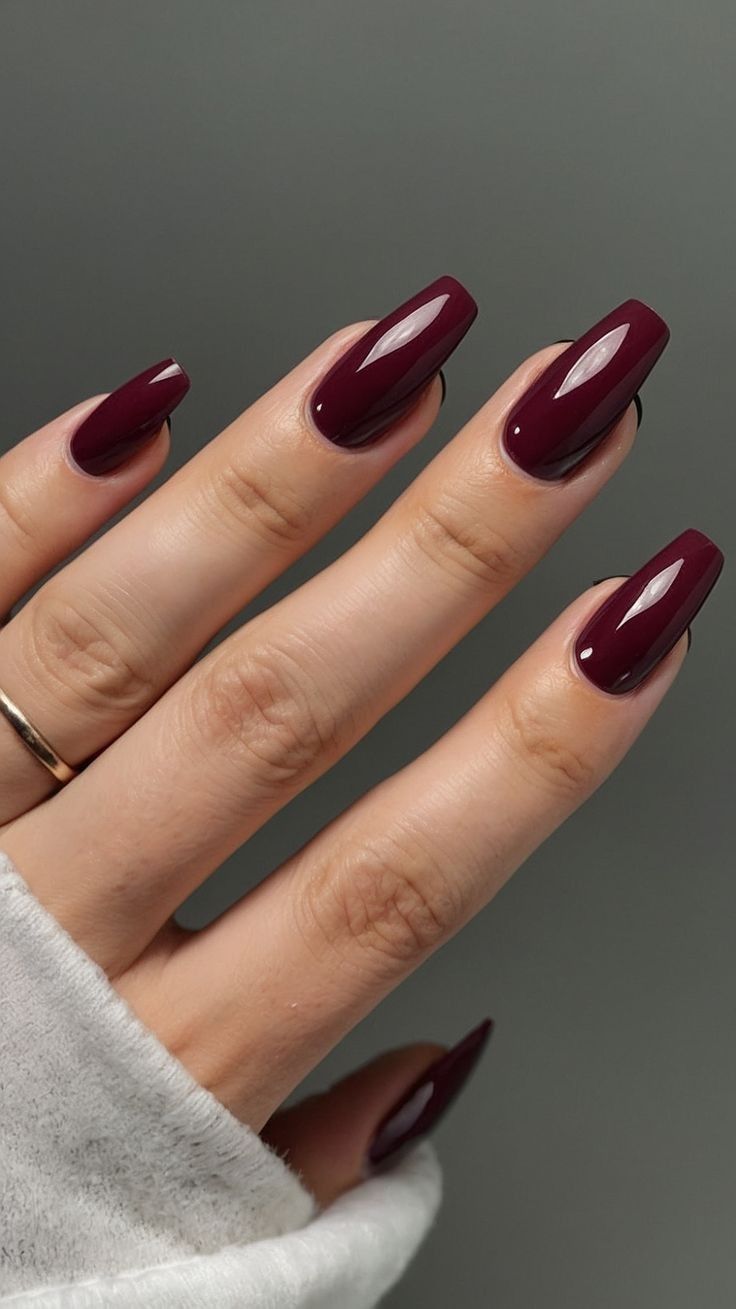 Wine Maroon Nails