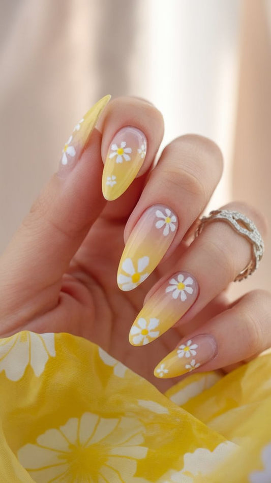 Yellow + Daisy Nails