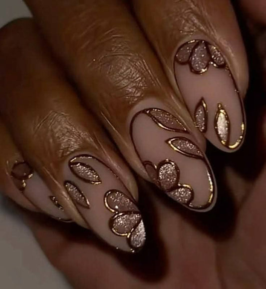Nude isolated chrome nails
