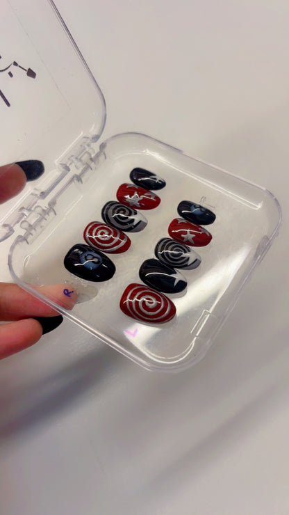 Red Black Spiral Nails