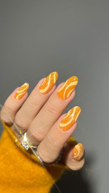 Orange Swirl Nails