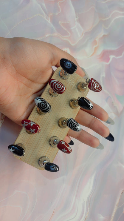Red Black Spiral Nails