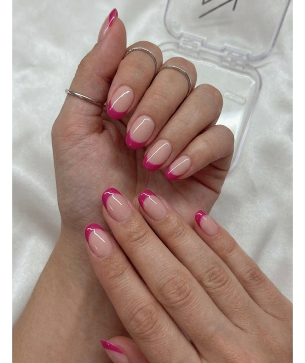 Magenta French Nude Pink Nails