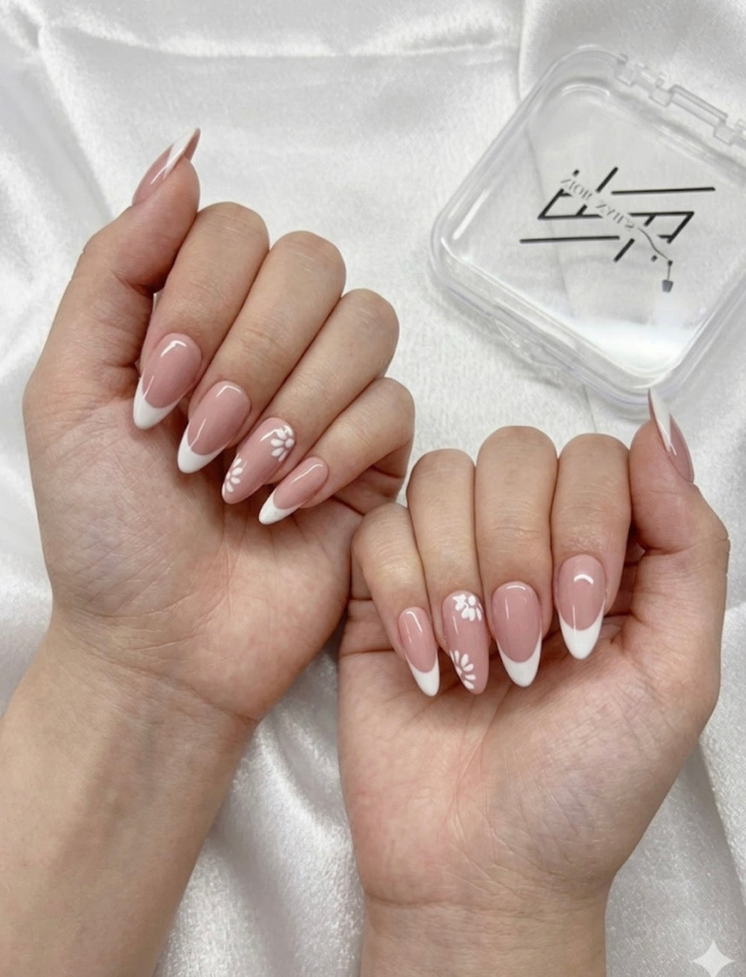 Nude White French Nails