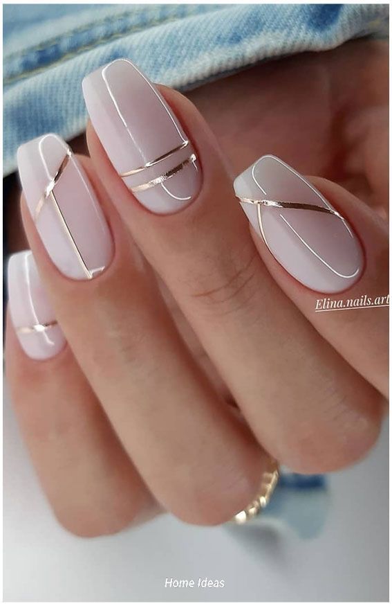 Nude + Chromatic Lines Nails