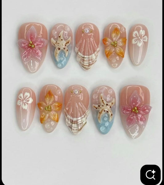 Beach Vibes 3-D Nails