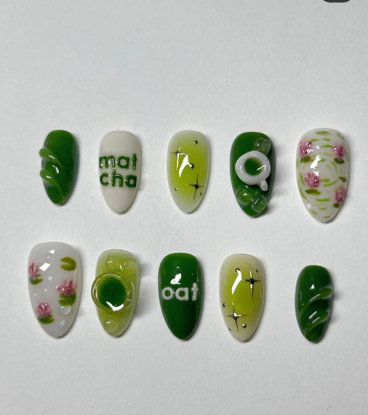 Greeny Matcha Nails