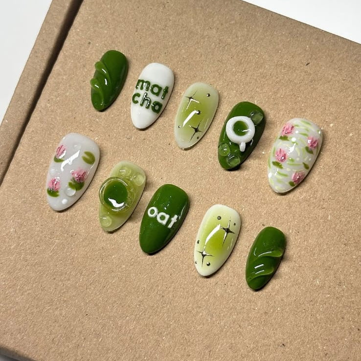 Greeny Matcha Nails