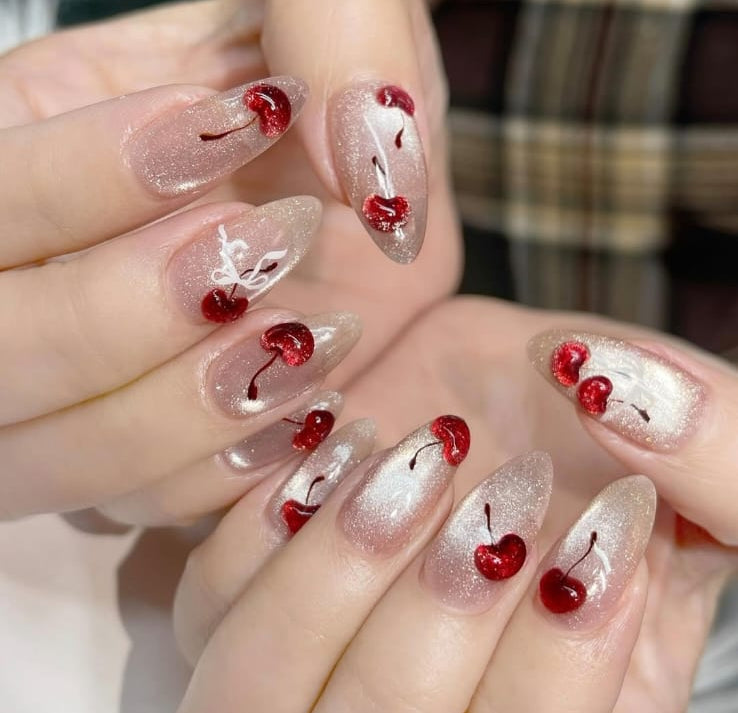 CatEye Cherry 3-D Nails