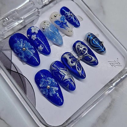 Exclusive Blue butterfly 3D Nails
