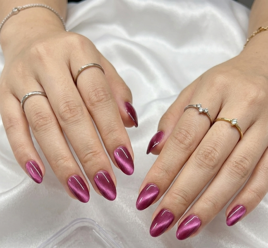 Magenta  Cateye Nails