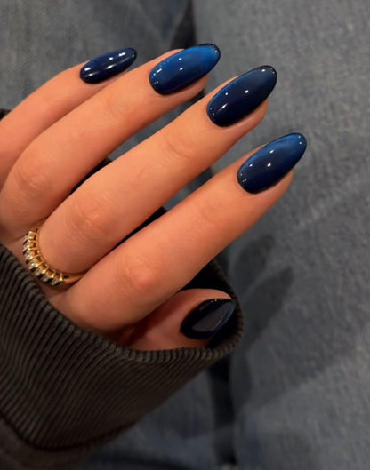 Glitter Blue Cateye Nails