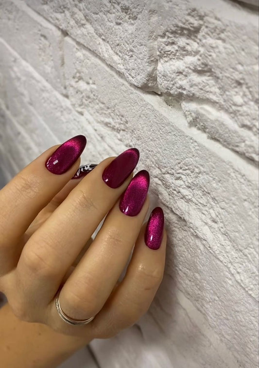 Magenta  Cateye Nails