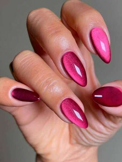 Magenta  Cateye Nails