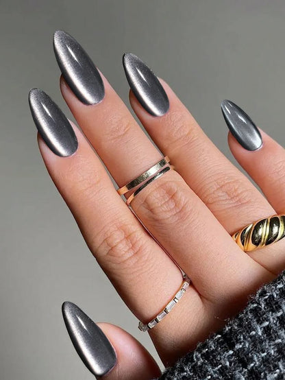 Silver Cateye Nails
