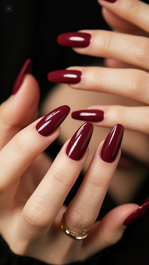 Wine Maroon Nails