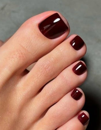 Red Wine/Maroon Toe Nails Nior Nails