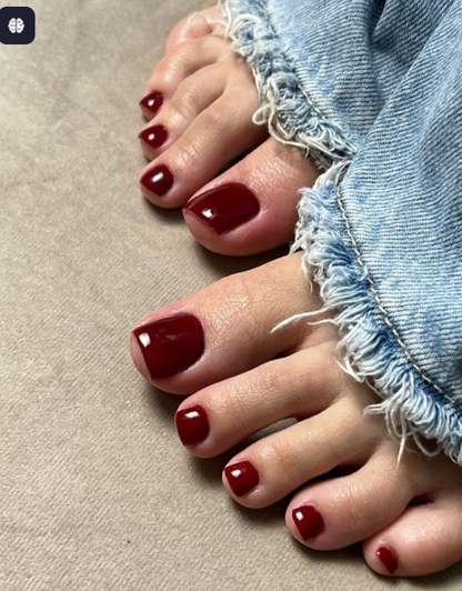 Red Wine/Maroon Toe Nails Nior Nails