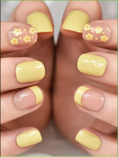 Yellow Flower Nails