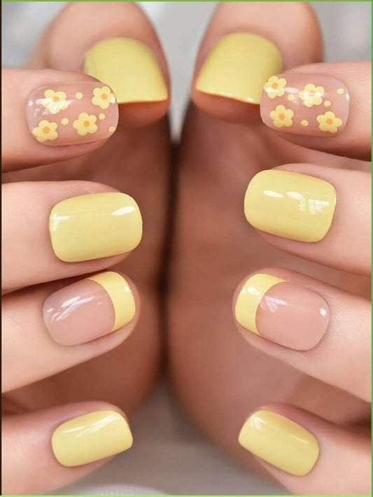Yellow Flower Nails
