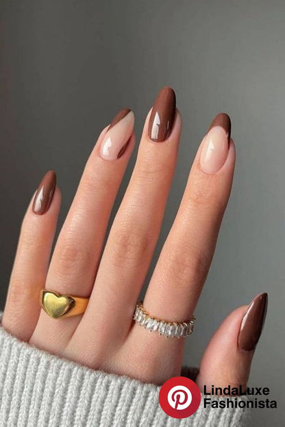 Brown French Nails