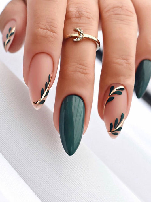 Green Flower Nails