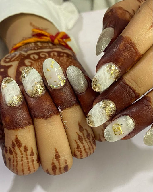 Marble With Glitter Nails