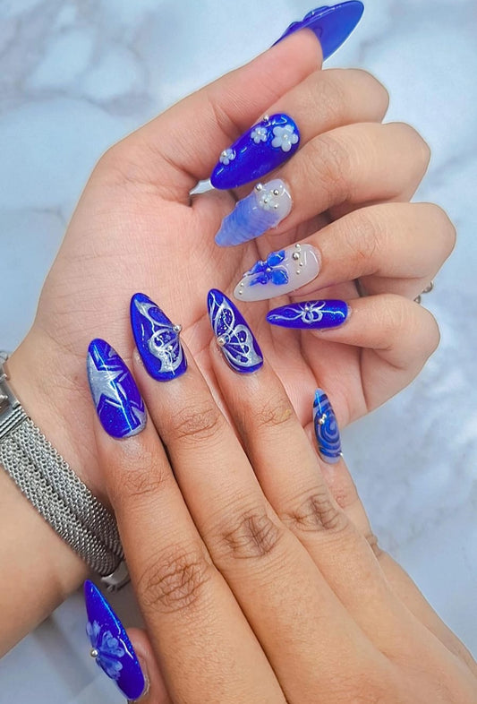 Exclusive Blue butterfly 3D Nails