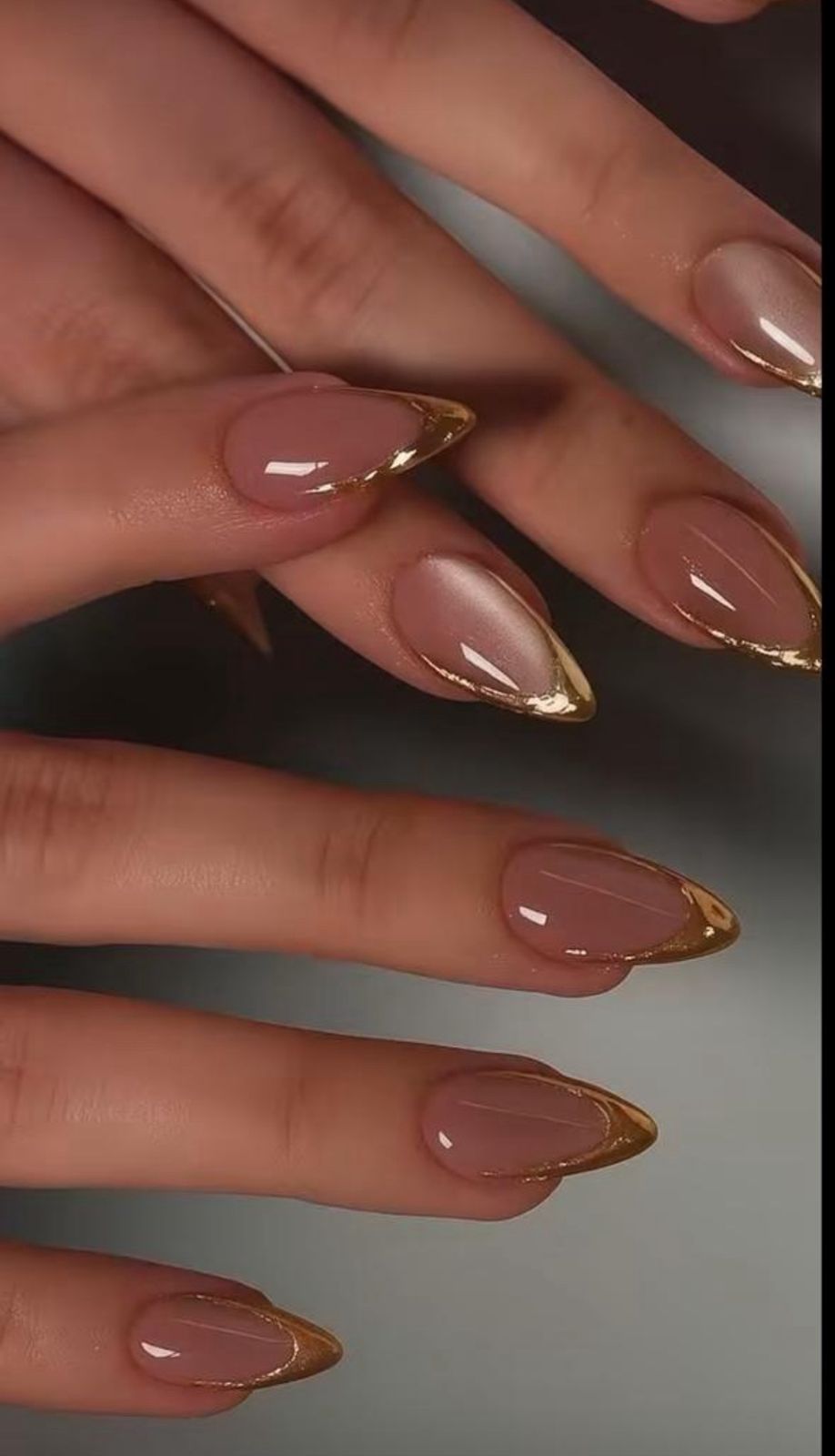 Cat-Eye Golden French Nails