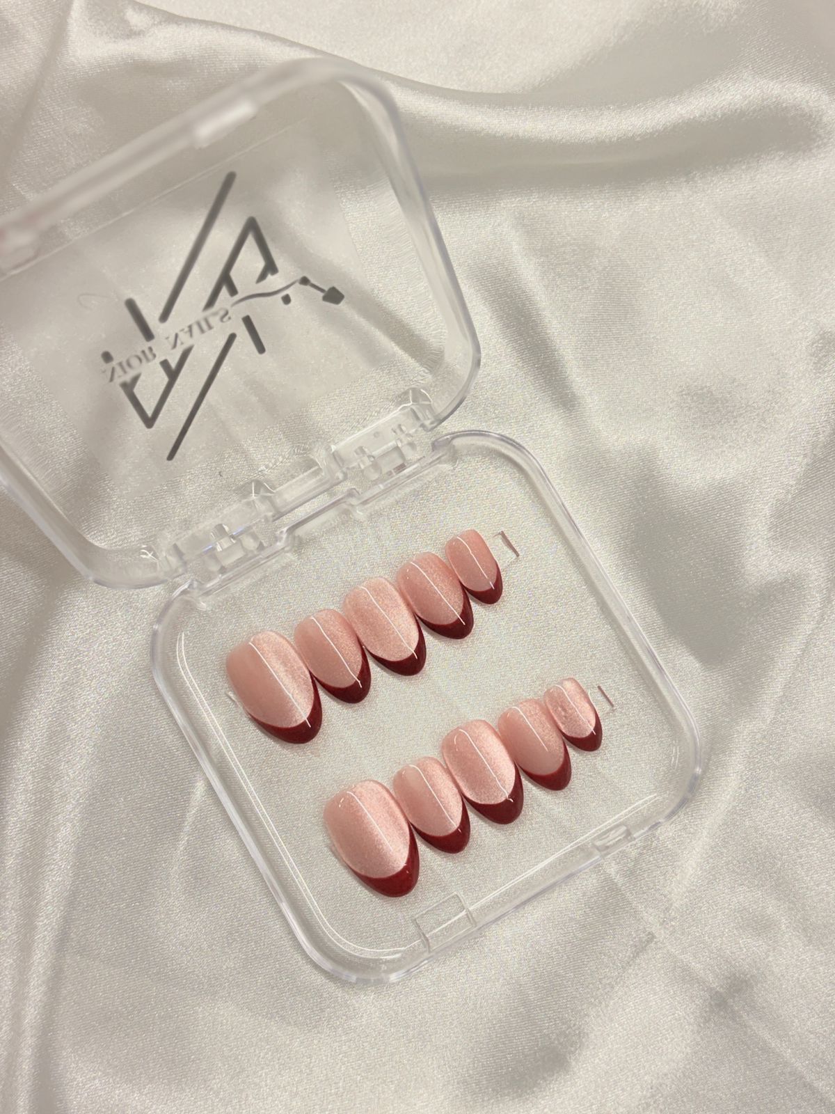 Cat-Eye Red French Nails