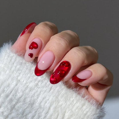 3D Heart Red Cateye  Nails Nior Nails