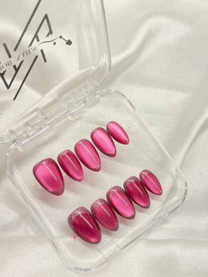 Hot Pink Cateye Nails Nior Nails