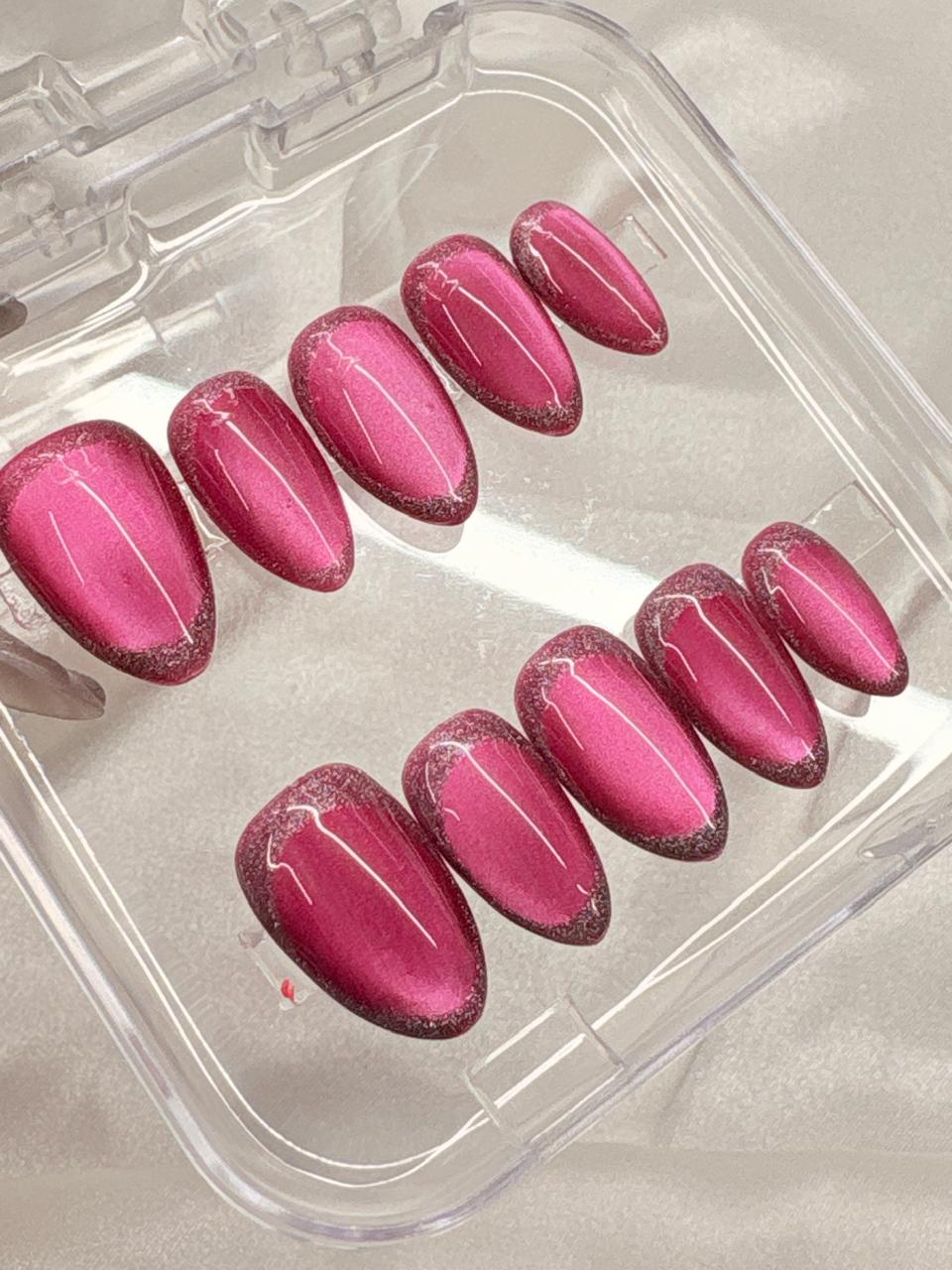 Hot Pink Cateye Nails Nior Nails