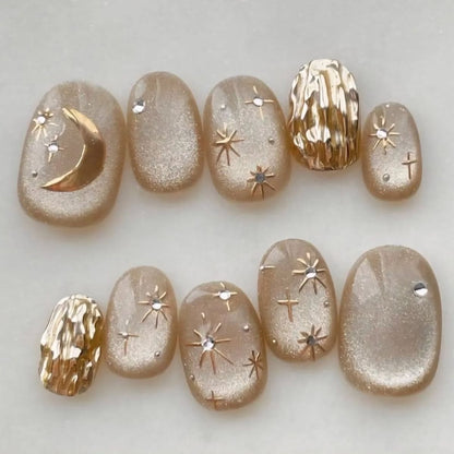 Moon Star Golden Chromatic  Cateye  Nails Nior Nails