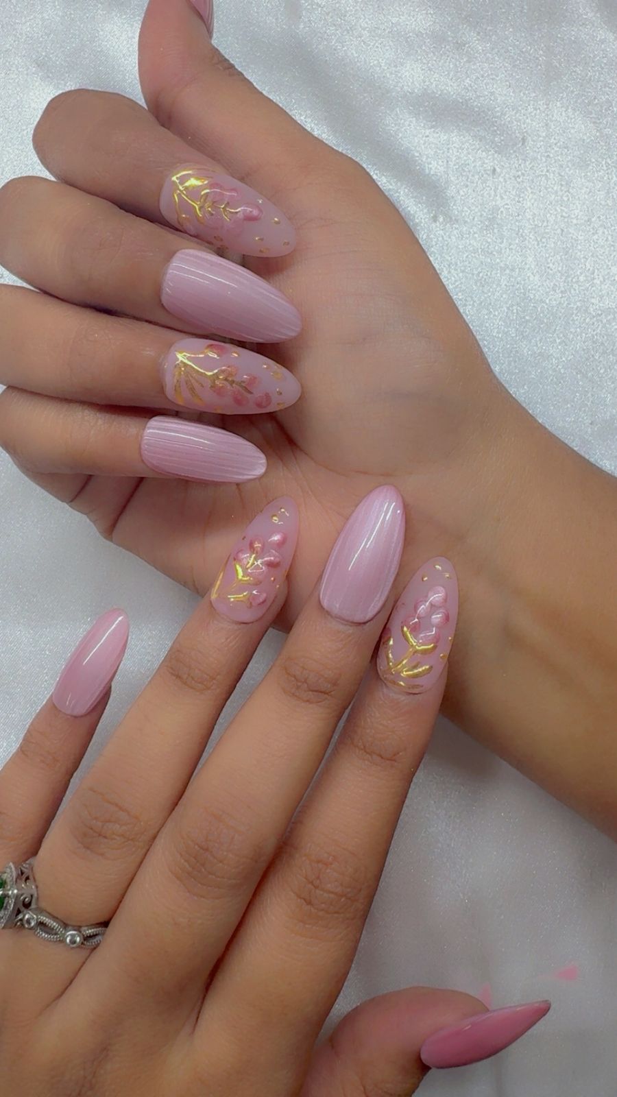 Glass Look Pink Cateye Nails