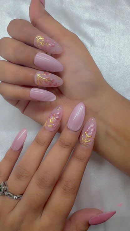 Glass Look Pink Cateye Nails