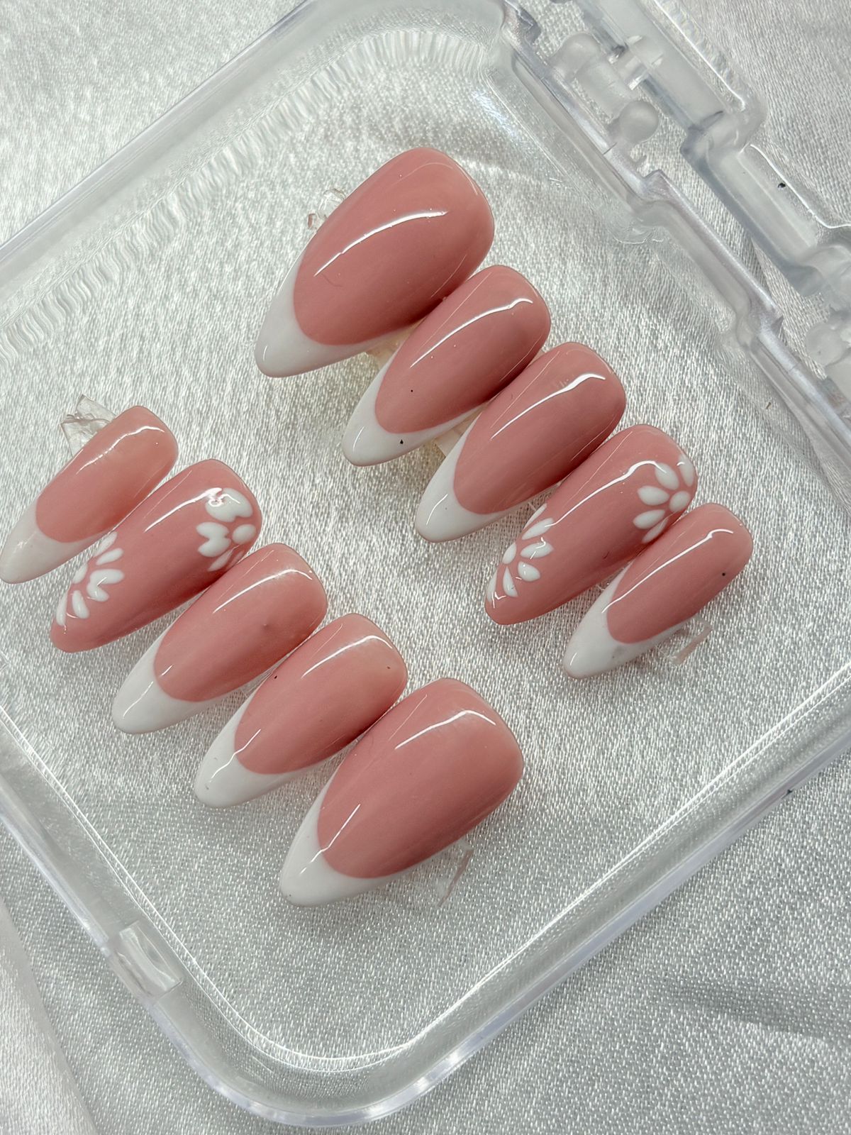 Nude White French Nails