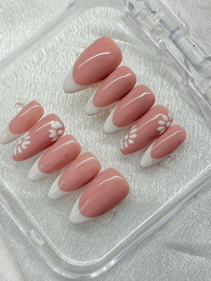 Nude White French Nails