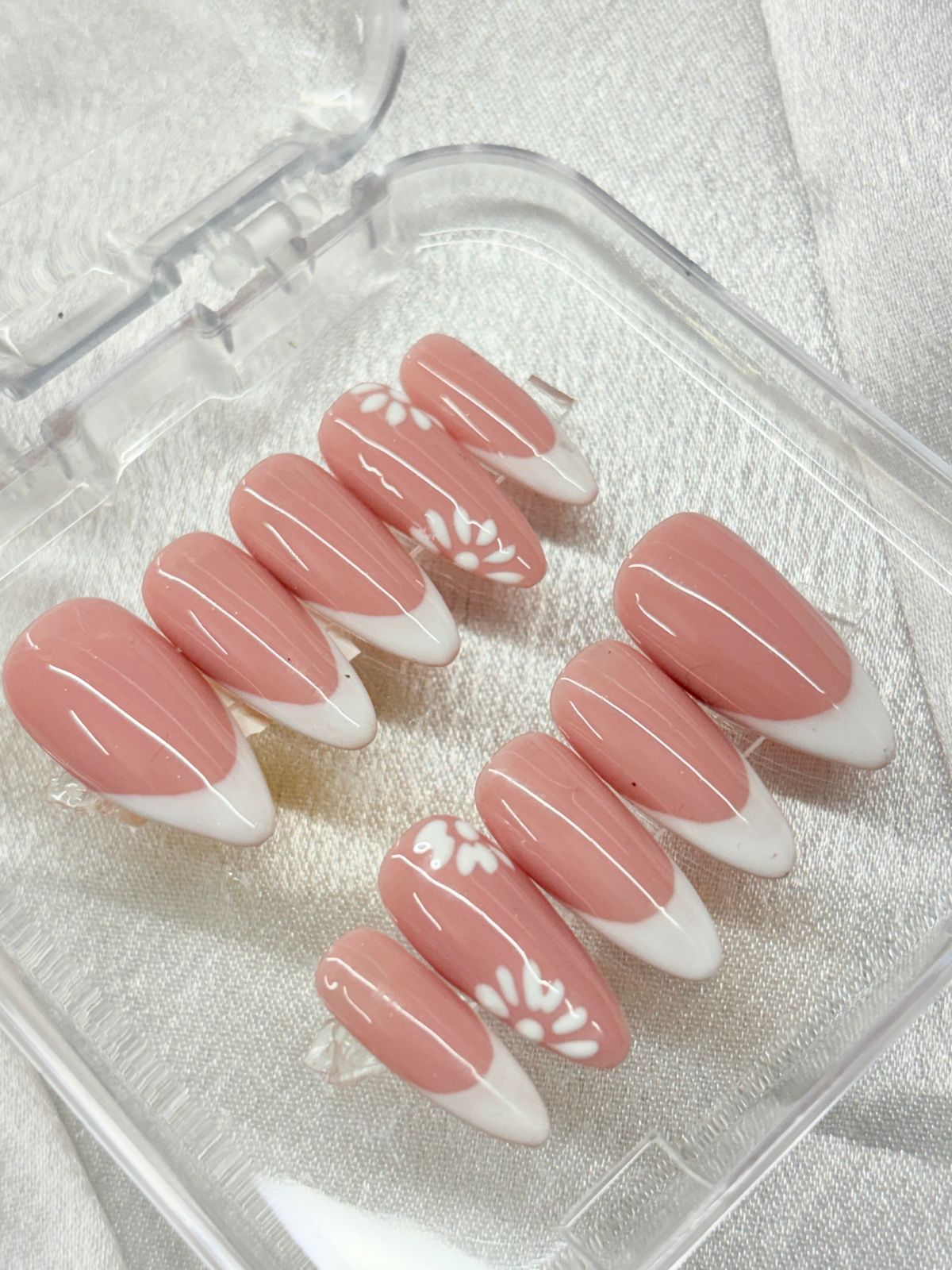 Nude White French Nails