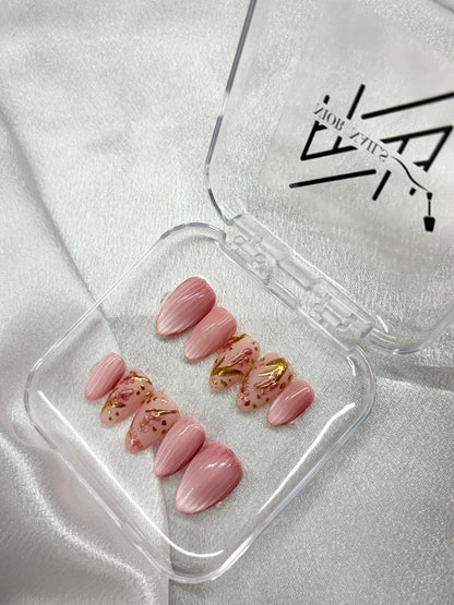 Glass Look Pink Cateye Nails