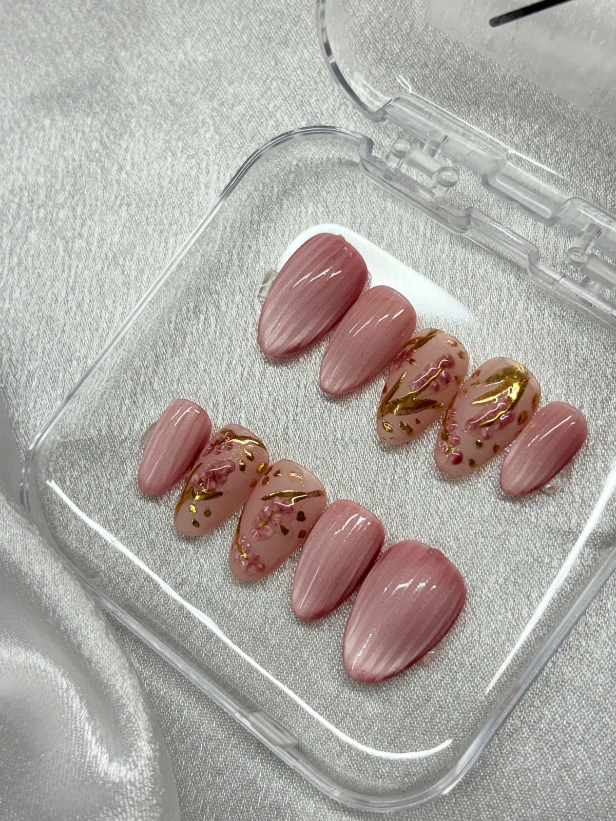 Glass Look Pink Cateye Nails