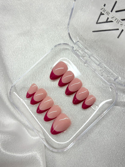 Magenta French Nude Pink Nails